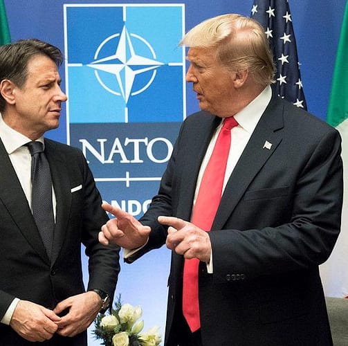 US President Trump talking with Italian Prime Minister Conte