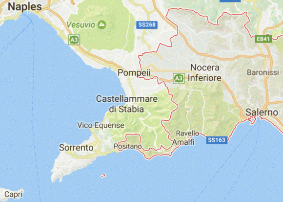 Amalfi Coast and Sorrento map
