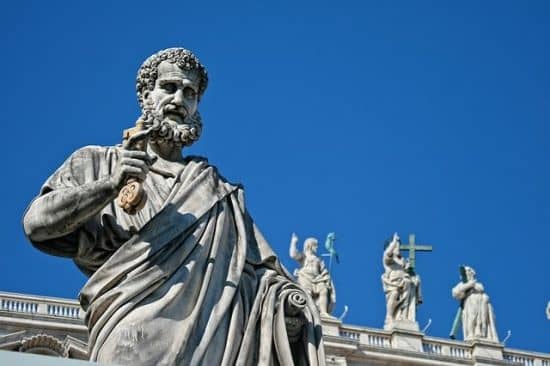 Saint Peter's statue in front of Saint Peter's Basilica in Rome