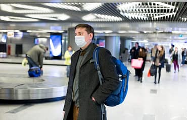 Coronavirus mask worn in an airport