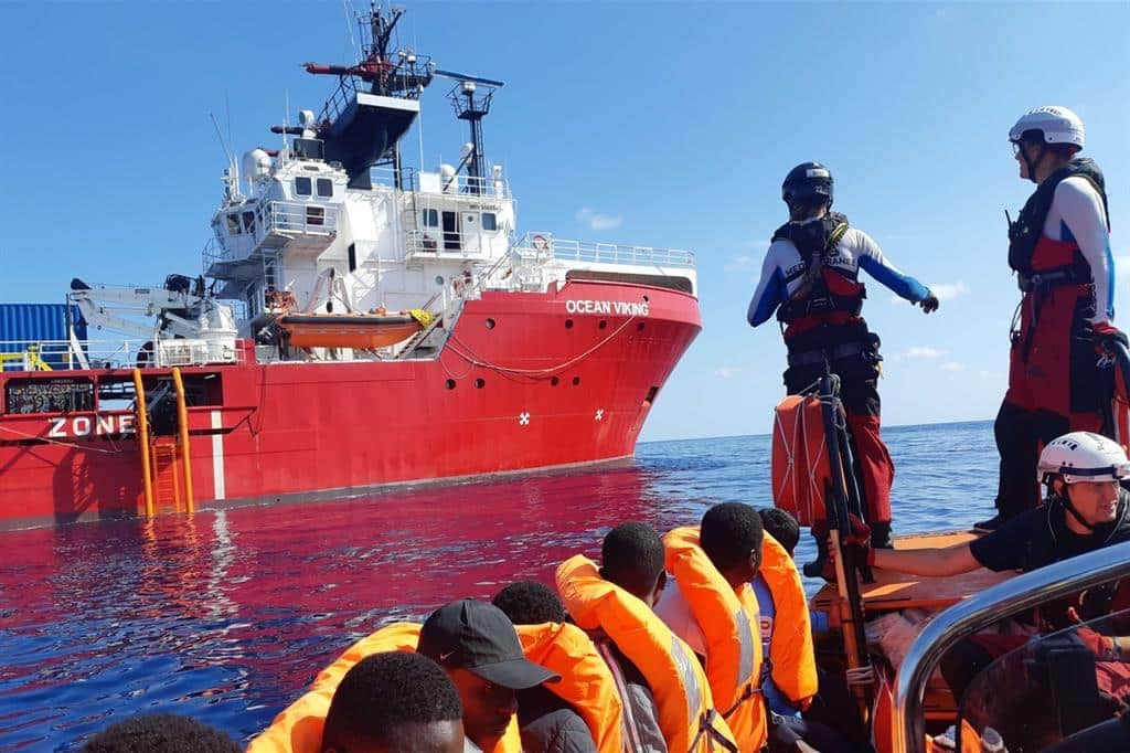 Non-governmental organisation (NGO) ship transporting African migrants to Italy