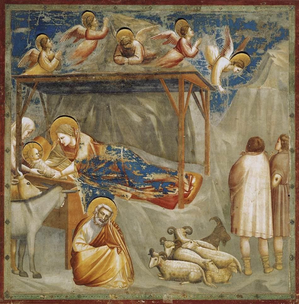 Giotto's Nativity, Birth of Jesus, Scrovegni Chapel, Padua, Italy