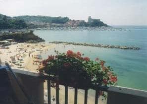 Lerici, Bay of La Spezia - Lerici Castle overlooking the beautiful Bay of Poets seen from Florida Hotel in Lerici