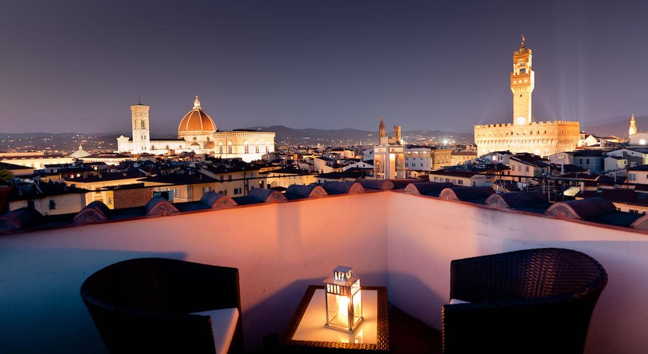 Florence - Hotel Torre Guelfa Palazzo Acciaiuoli, terrace with view