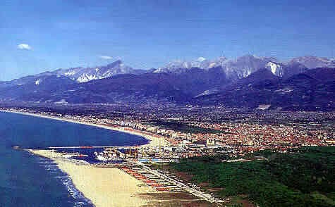 Viareggio, Tuscany coast, Italy - the sea and the Apuane Alps, Versilia Riviera