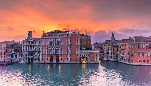 Venice palaces on water