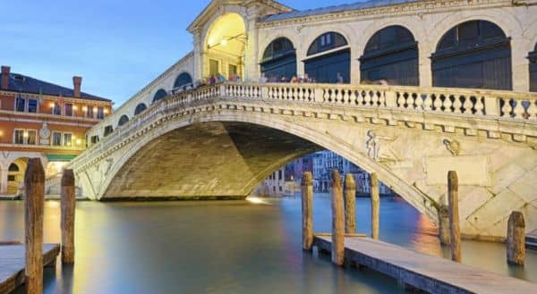 Rialto Bridge on Grand Canal in Venice