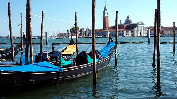 Gondolas on St Marks Basin in Venice