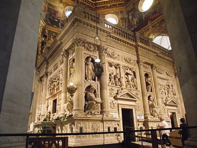 The marble screen encasing the Holy House in the Loreto Basilica