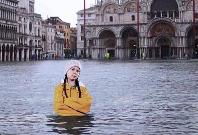 Greta Thunberg in Flooded Venice