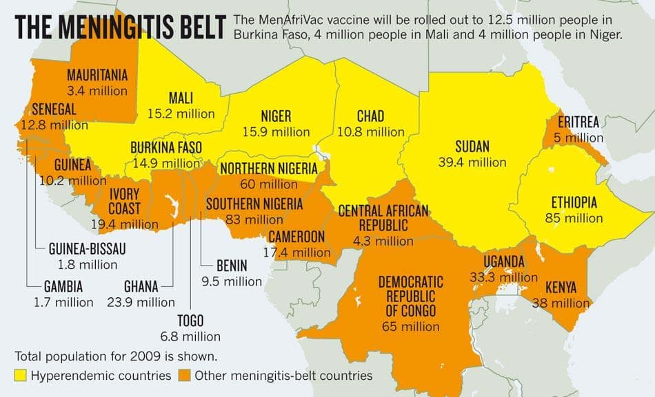 Meningitis Belt, in Africa